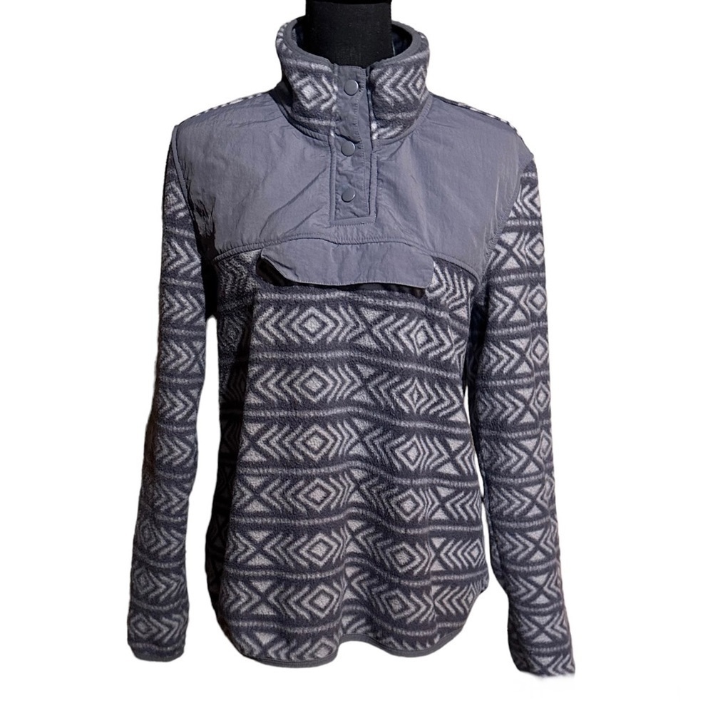Sierra Designs Gray Geo Print Fleece Pullover Jacket Top Women's L Large